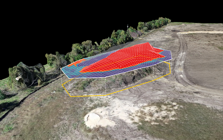 3D-Geländemodell mit Volumenberechnung