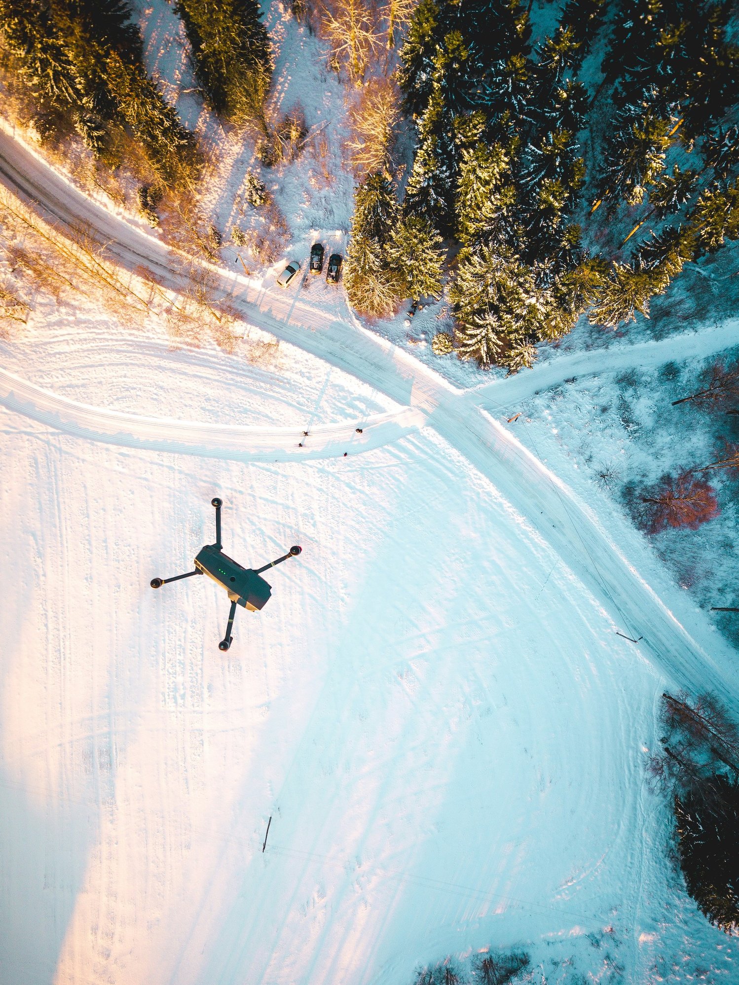 Drone over snow
